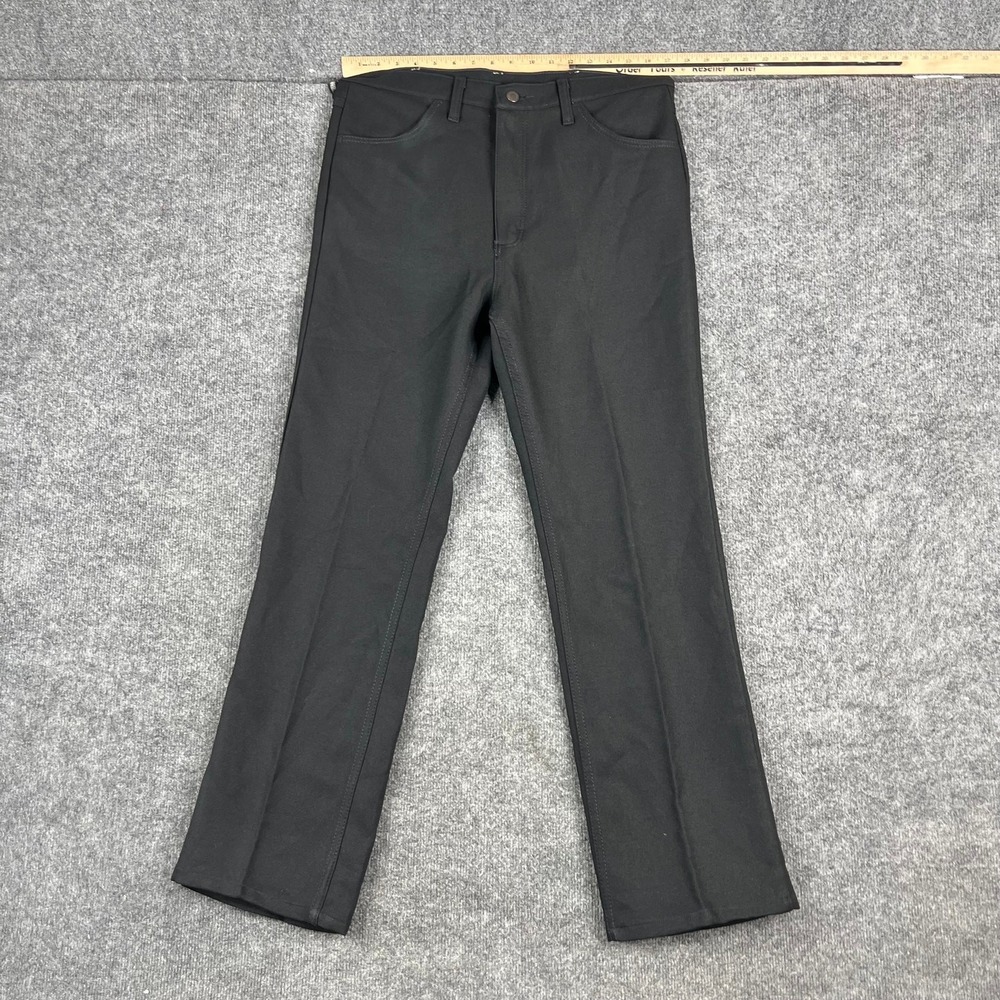 Wrangler Pants Mens Size 36x34 Black Poly Dress Casual Straight USA Made
